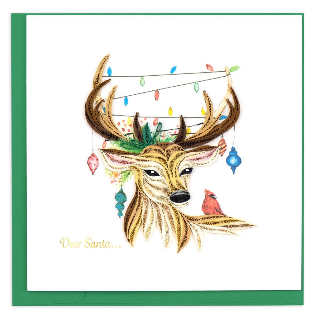 Quilling Card - Deer Santa Christmas Card